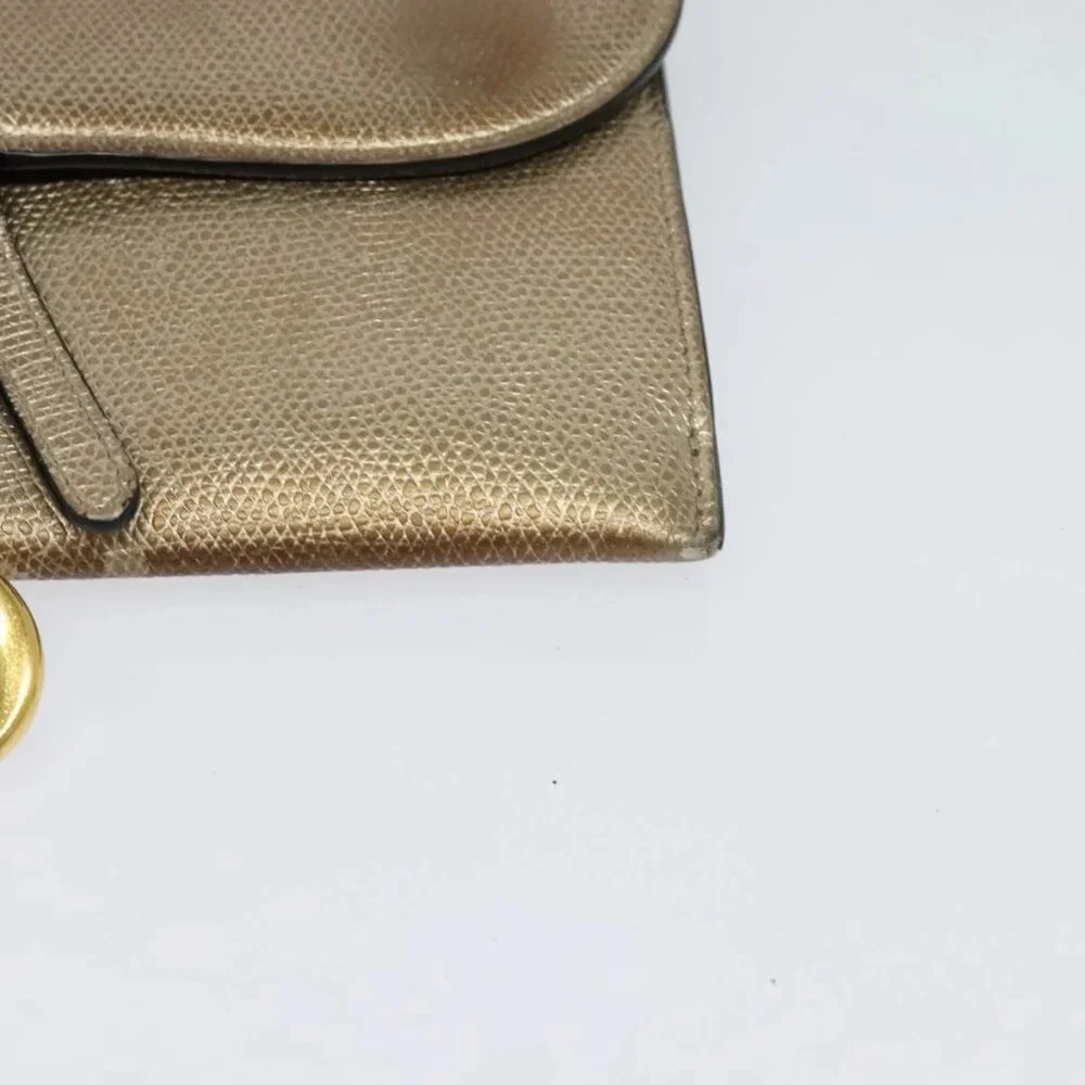Christian Dior Saddle Chain Wallet Leather Brown Gold Auth hk2524 - Picture 5 of 16
